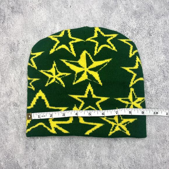 y2k grunge gothic punk green and yellow star beanie - Picture 5 of 7
